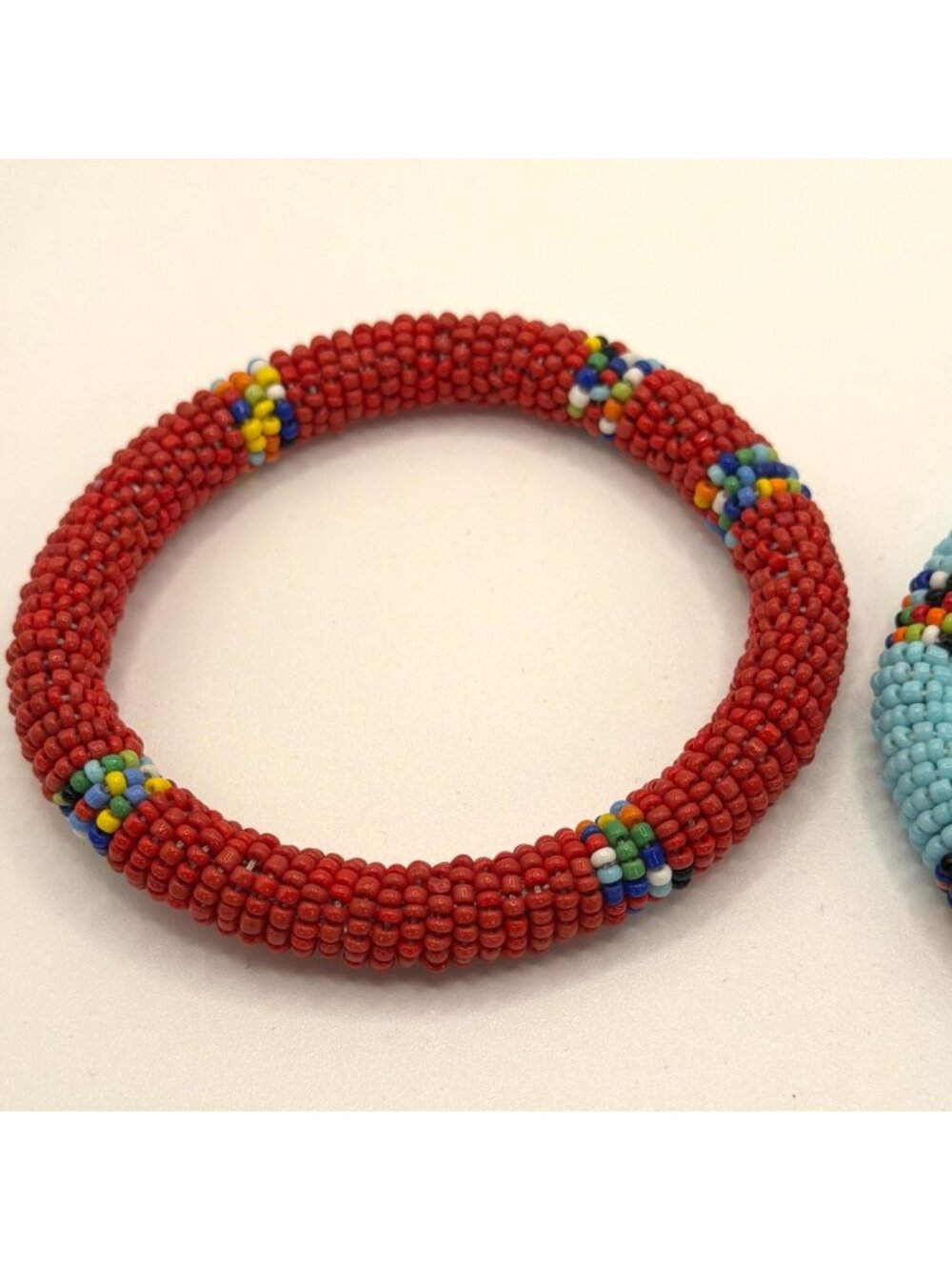 Handcrafted African Beaded Bangle Bracelets Stacked Seed Bead Sliders Set Lot 5 - Picture 12 of 15